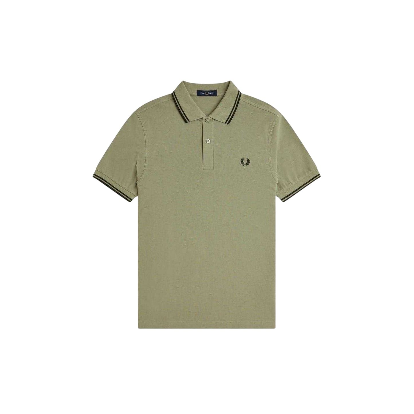 Olive - Front - Fred Perry Mens Twin Tip Polo Shirt