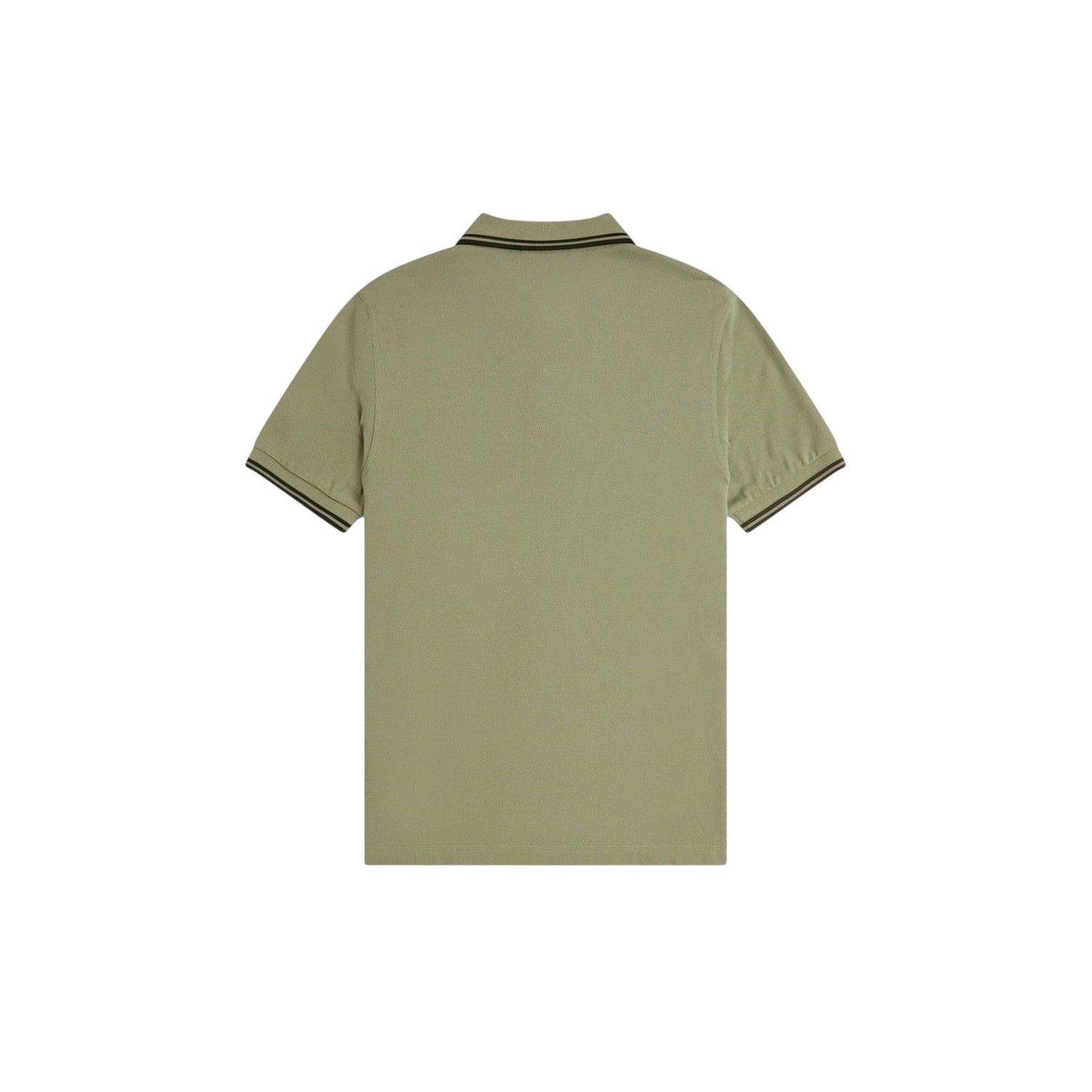 Olive - Back - Fred Perry Mens Twin Tip Polo Shirt