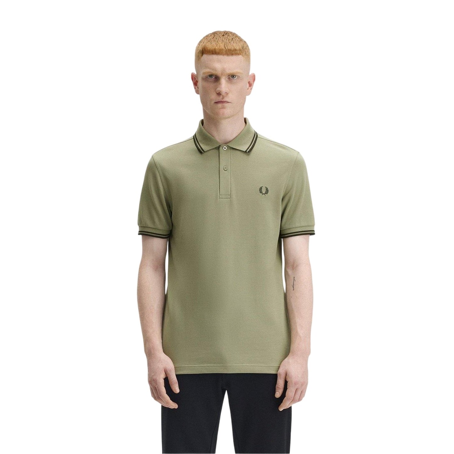 Olive - Lifestyle - Fred Perry Mens Twin Tip Polo Shirt