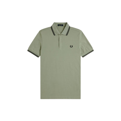 Olive Green-Mint Green - Front - Fred Perry Mens Twin Tip Polo Shirt