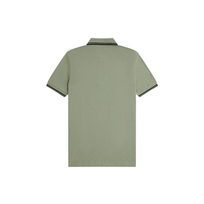 Olive Green-Mint Green - Back - Fred Perry Mens Twin Tip Polo Shirt