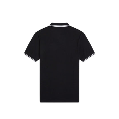 Black - Back - Fred Perry Mens Twin Tip Polo Shirt