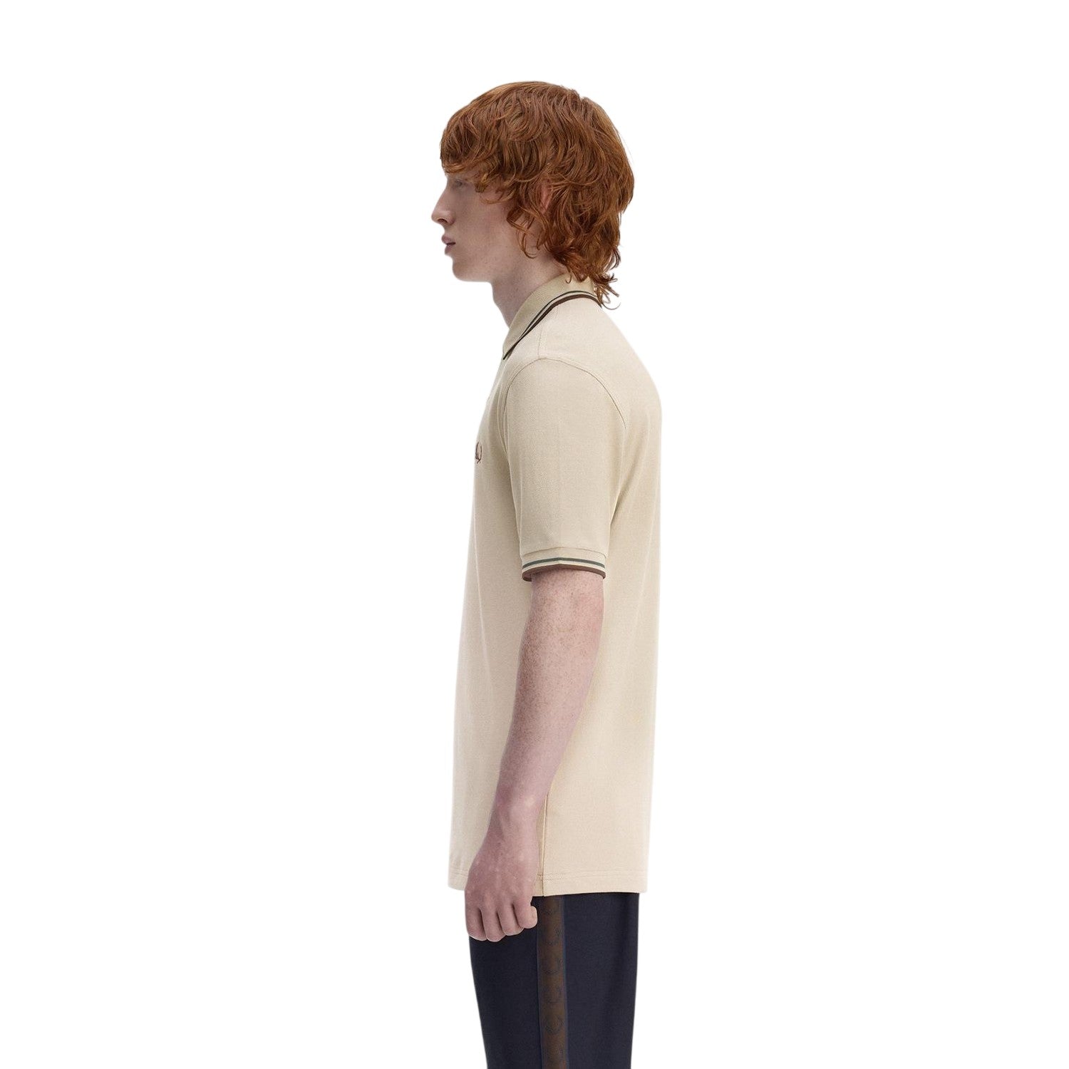 Warm Beige - Side - Fred Perry Mens Twin Tip Polo Shirt