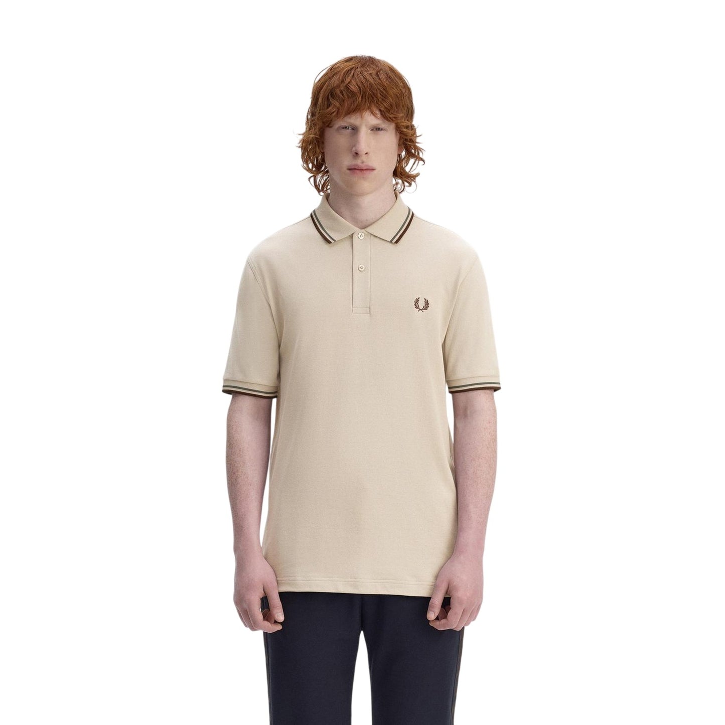 Warm Beige - Lifestyle - Fred Perry Mens Twin Tip Polo Shirt