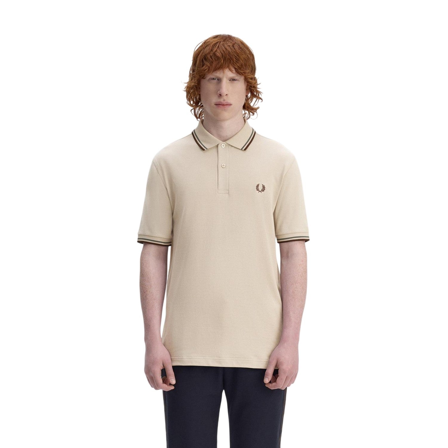 Warm Beige - Lifestyle - Fred Perry Mens Twin Tip Polo Shirt