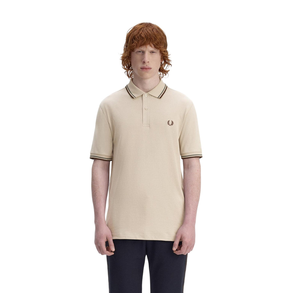 Warm Beige - Lifestyle - Fred Perry Mens Twin Tip Polo Shirt