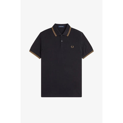 Black-Light Brown - Front - Fred Perry Mens Twin Tip Polo Shirt