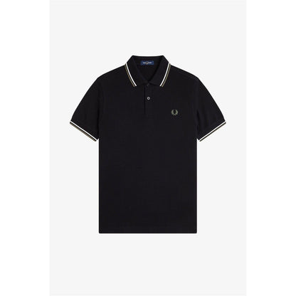 Black-Grey - Front - Fred Perry Mens Twin Tip Polo Shirt