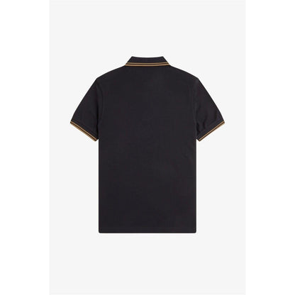 Black-Light Brown - Back - Fred Perry Mens Twin Tip Polo Shirt