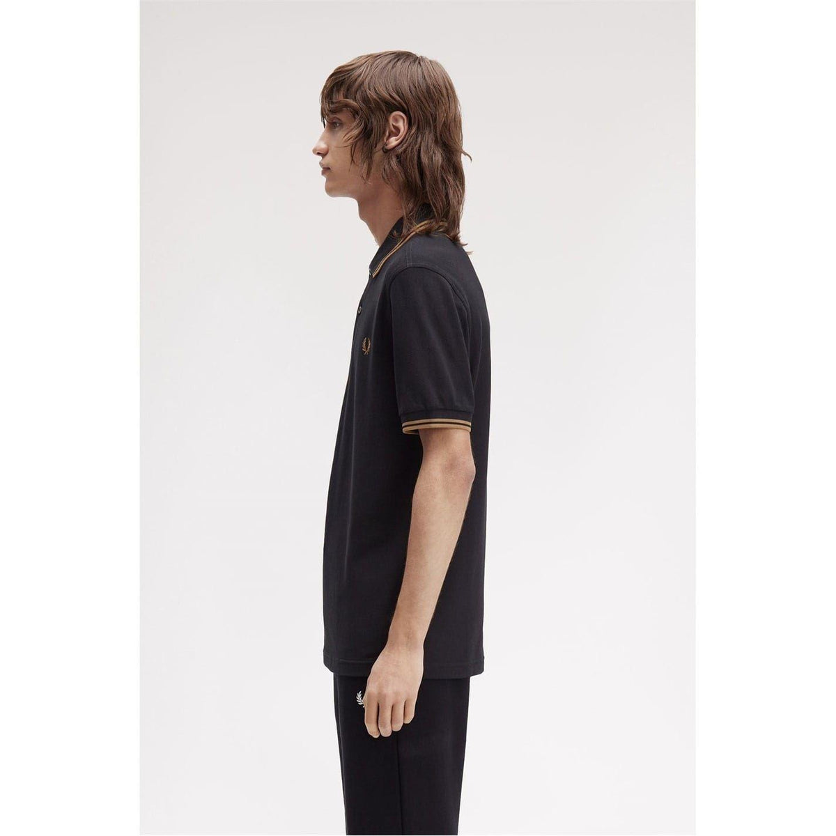 Black-Light Brown - Lifestyle - Fred Perry Mens Twin Tip Polo Shirt
