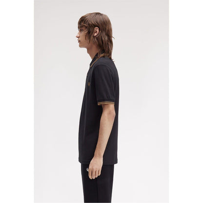 Black-Light Brown - Lifestyle - Fred Perry Mens Twin Tip Polo Shirt