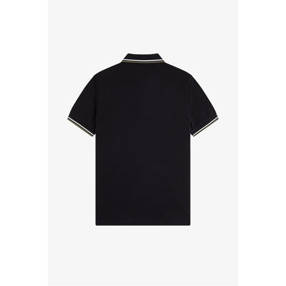 Black-Grey - Back - Fred Perry Mens Twin Tip Polo Shirt