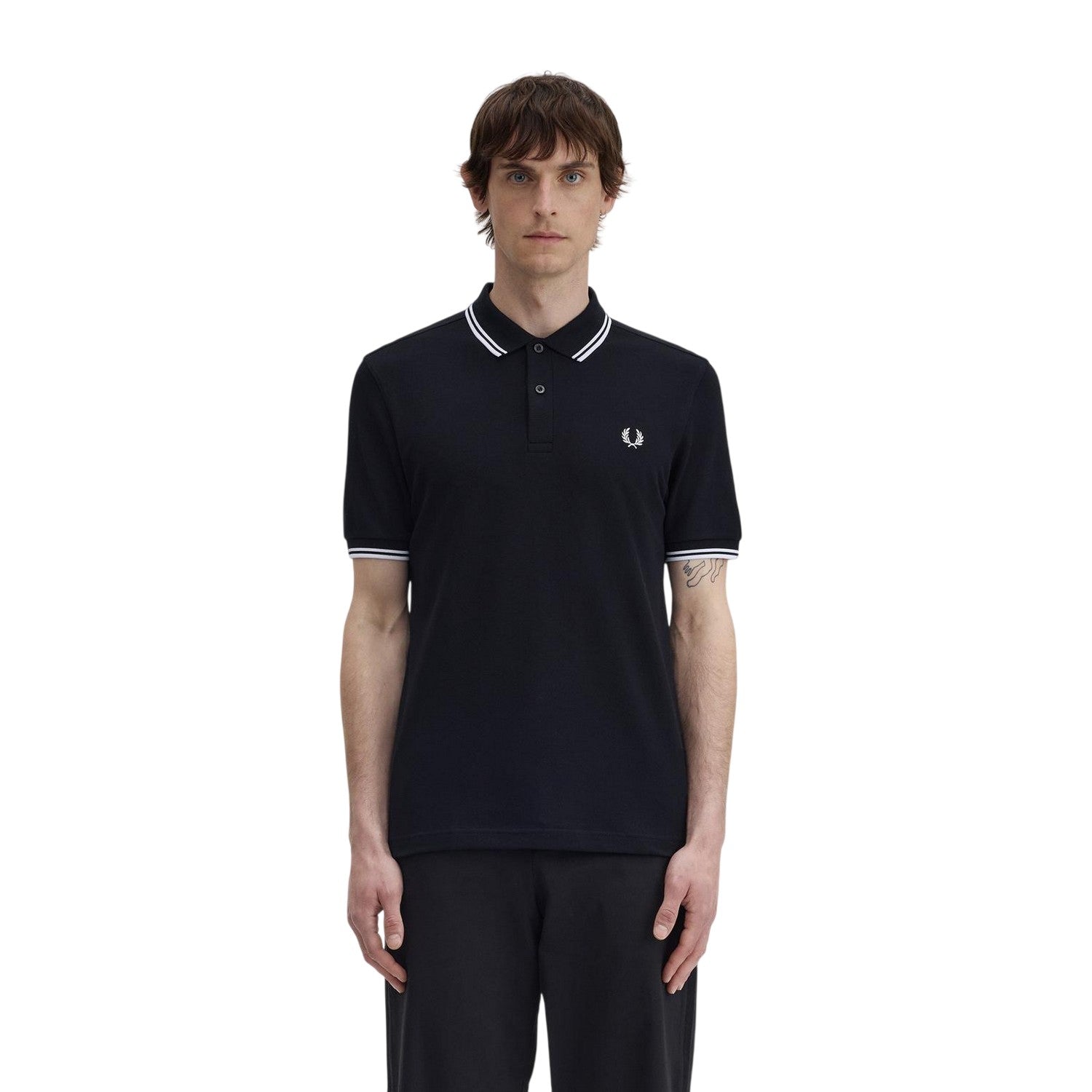 Black - Lifestyle - Fred Perry Mens Twin Tip Polo Shirt