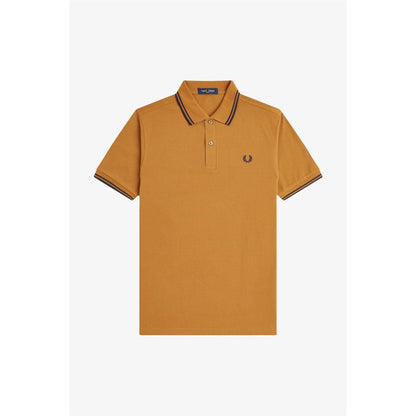 Dark Caramel - Front - Fred Perry Mens Twin Tip Polo Shirt
