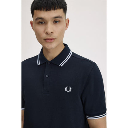 Navy - Pack Shot - Fred Perry Mens Twin Tip Polo Shirt