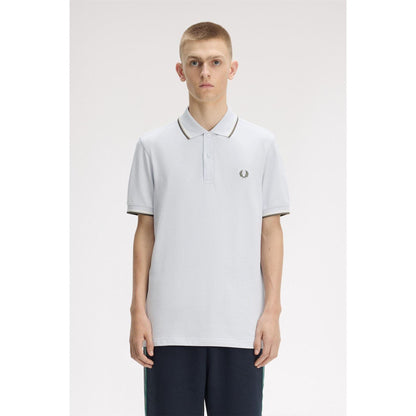 Dusky Blue - Side - Fred Perry Mens Twin Tip Polo Shirt