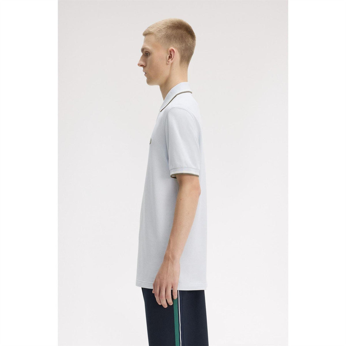 Dusky Blue - Lifestyle - Fred Perry Mens Twin Tip Polo Shirt