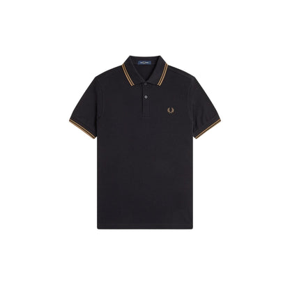 Black-Shaded Blue - Front - Fred Perry Mens Twin Tip Polo Shirt