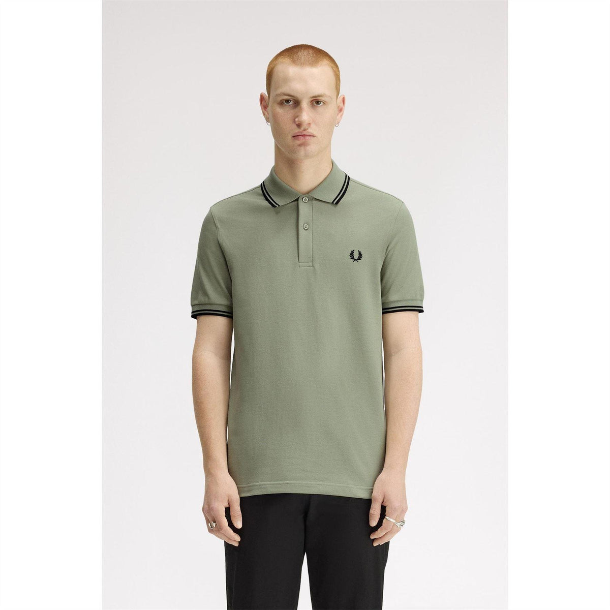 Seagrass - Side - Fred Perry Mens Twin Tip Polo Shirt