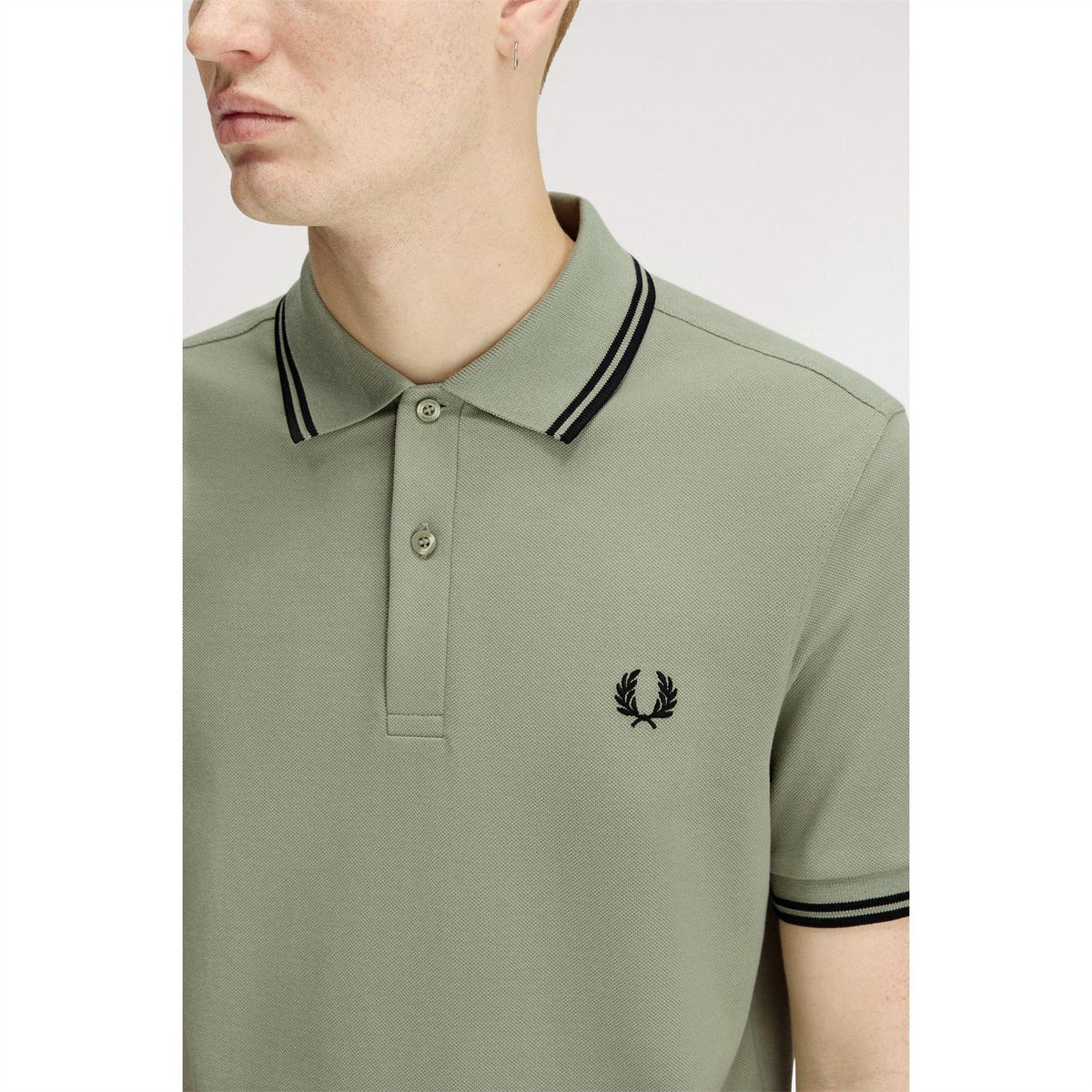 Seagrass - Pack Shot - Fred Perry Mens Twin Tip Polo Shirt
