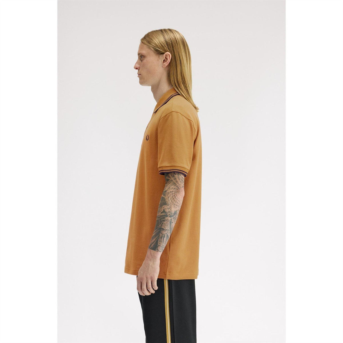 Dark Caramel - Lifestyle - Fred Perry Mens Twin Tip Polo Shirt