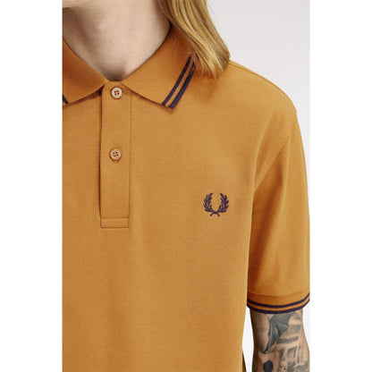 Dark Caramel - Pack Shot - Fred Perry Mens Twin Tip Polo Shirt