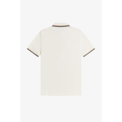 Ecru - Back - Fred Perry Mens Twin Tip Polo Shirt