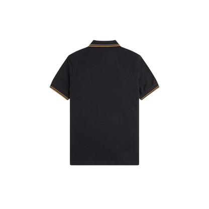 Black-Shaded Blue - Back - Fred Perry Mens Twin Tip Polo Shirt