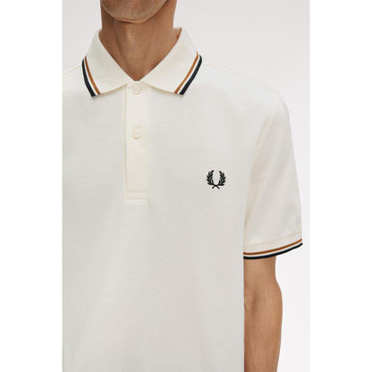 Ecru - Pack Shot - Fred Perry Mens Twin Tip Polo Shirt