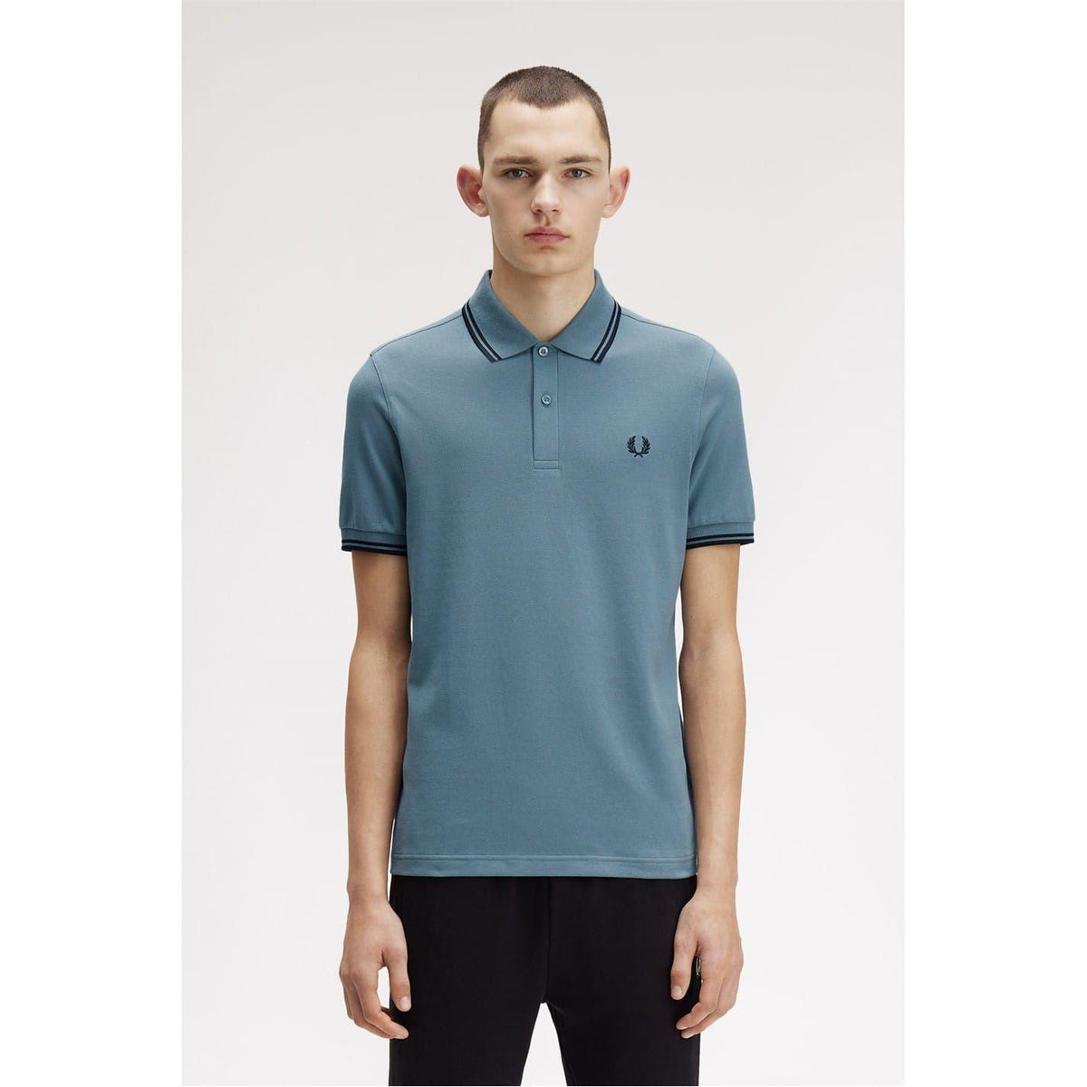Blueberry - Side - Fred Perry Mens Twin Tip Polo Shirt
