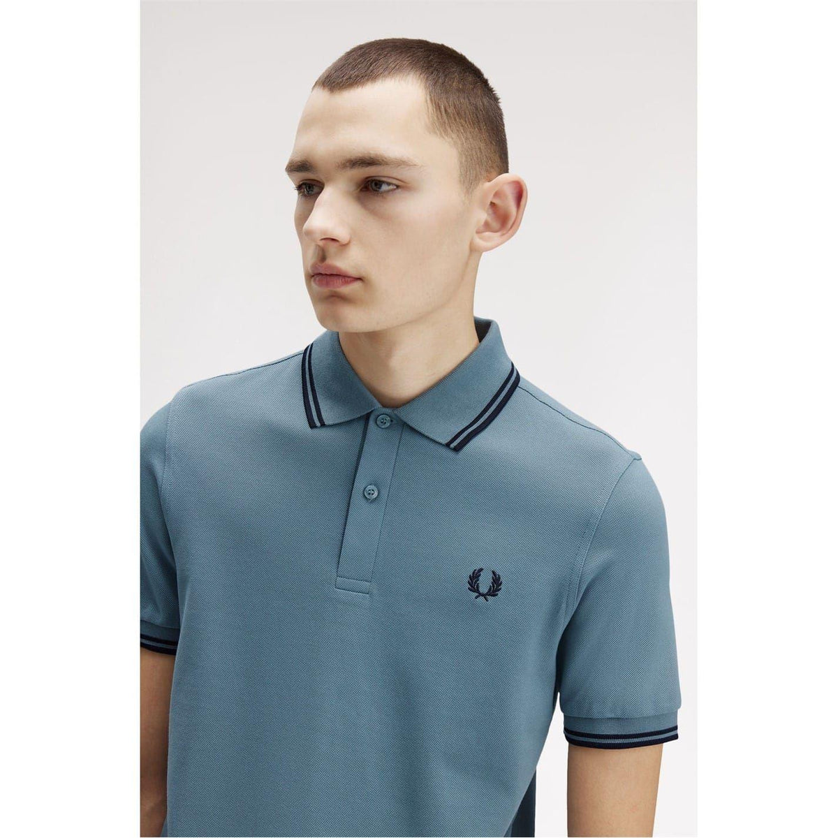Blueberry - Pack Shot - Fred Perry Mens Twin Tip Polo Shirt