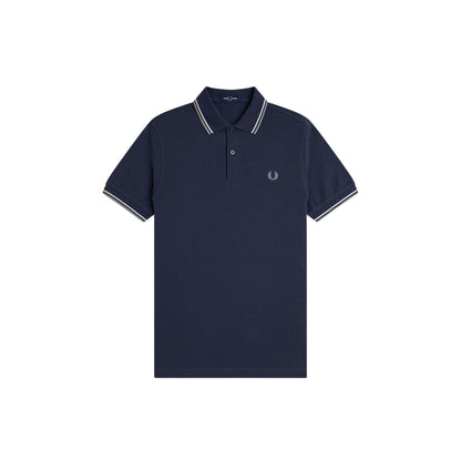 Airforce Blue - Front - Fred Perry Mens Twin Tip Polo Shirt