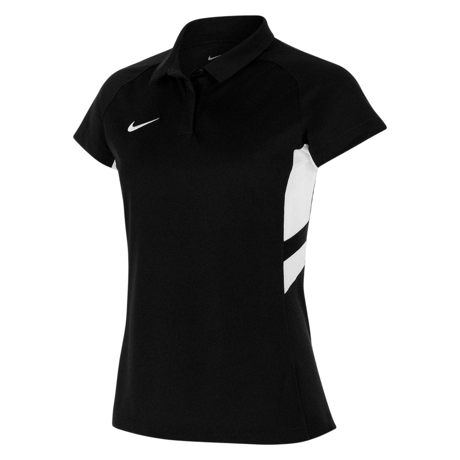 Black-White - Side - Nike Womens-Ladies Contrast Panel Raglan Polo Shirt