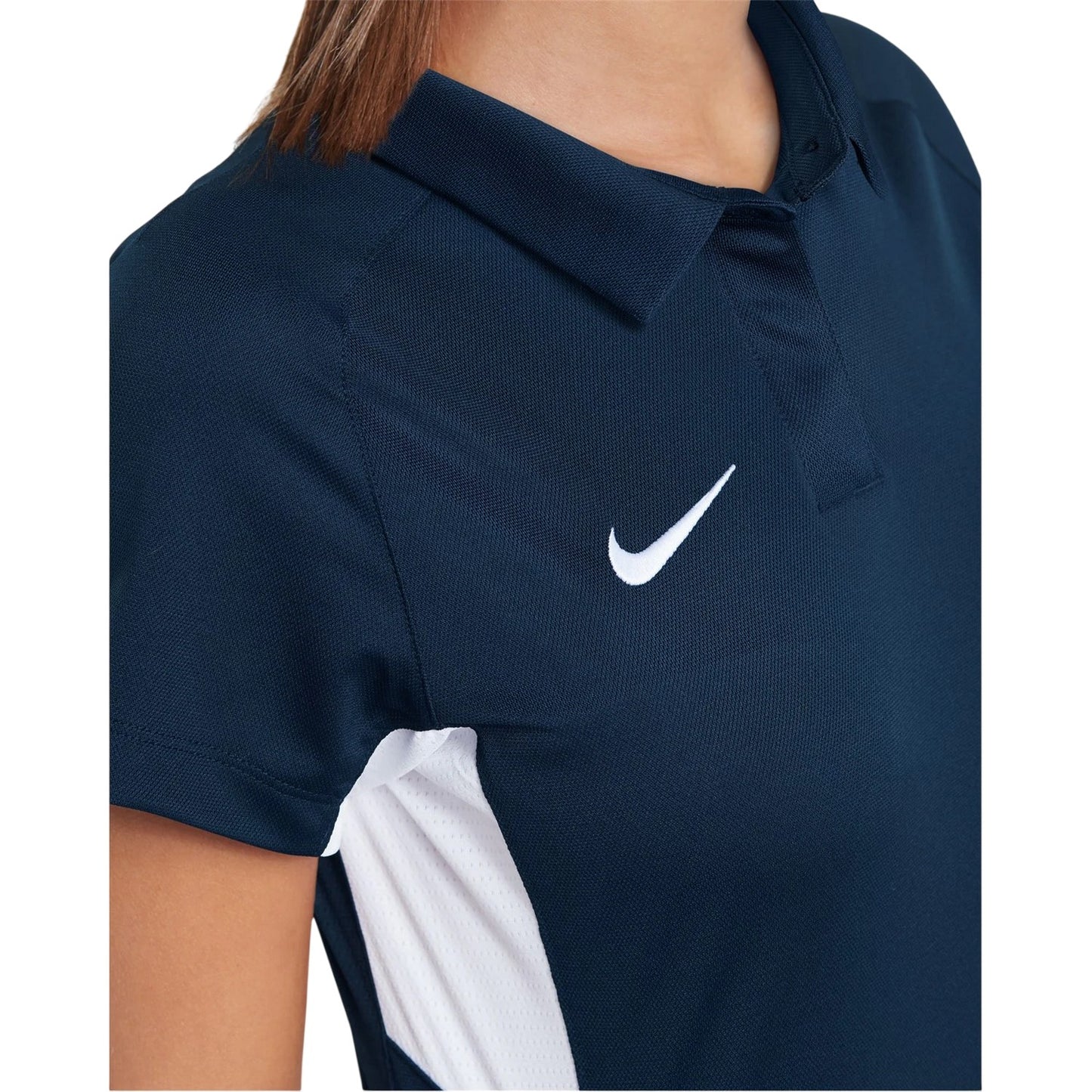 Solid Navy-Solid White - Side - Nike Womens-Ladies Contrast Panel Raglan Polo Shirt