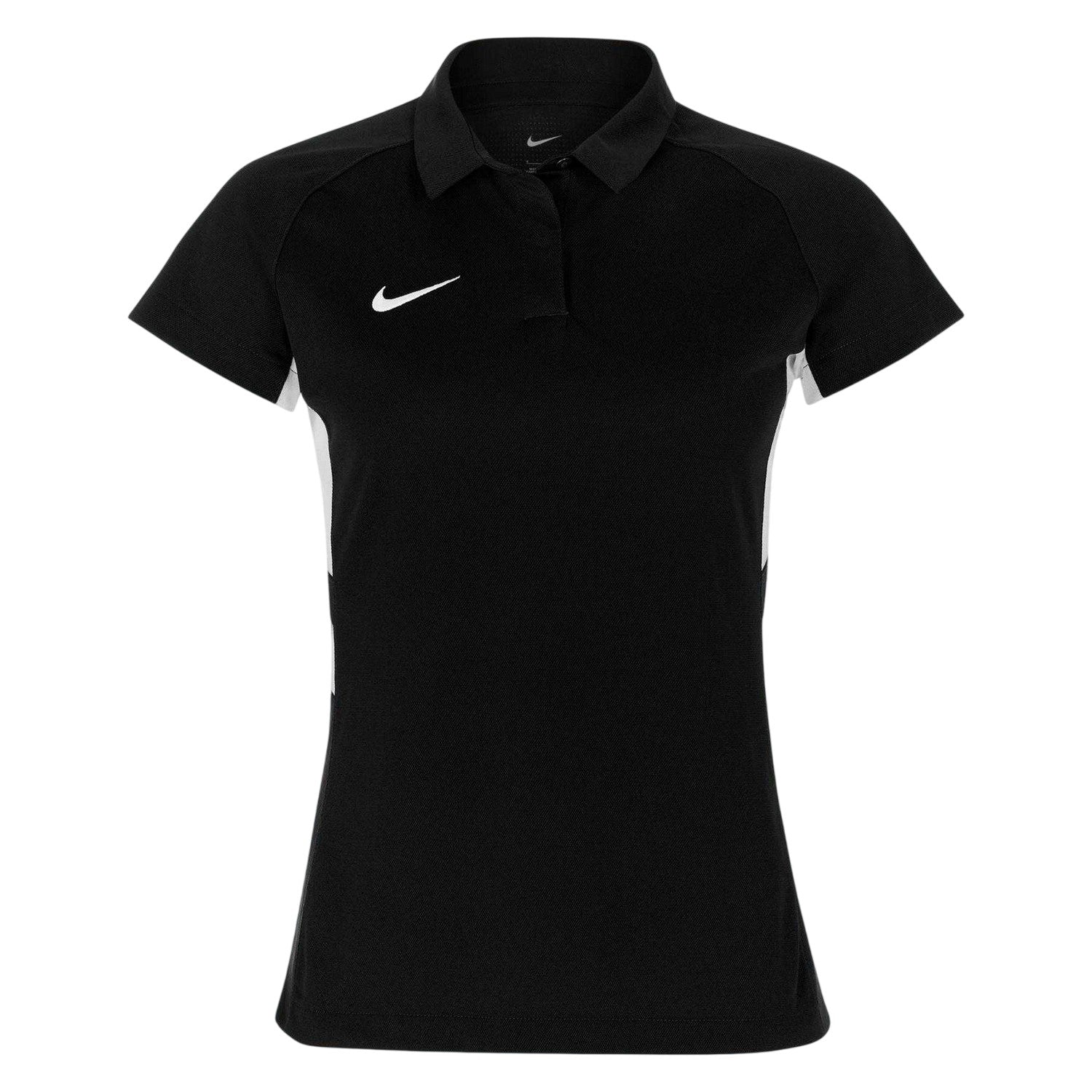 Black-White - Front - Nike Womens-Ladies Contrast Panel Raglan Polo Shirt