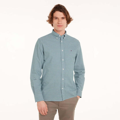 Green - Side - Tommy Hilfiger Mens Gingham Check Oxford Regular Shirt