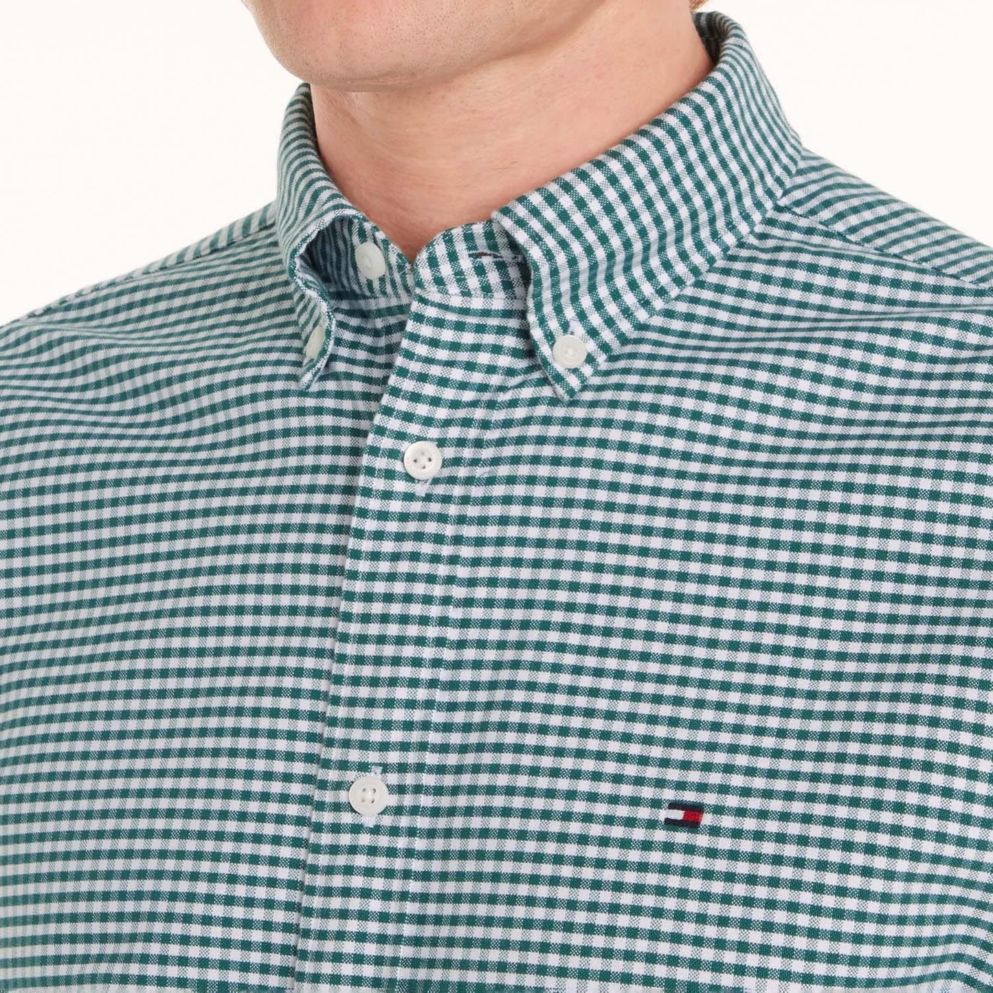 Green - Pack Shot - Tommy Hilfiger Mens Gingham Check Oxford Regular Shirt