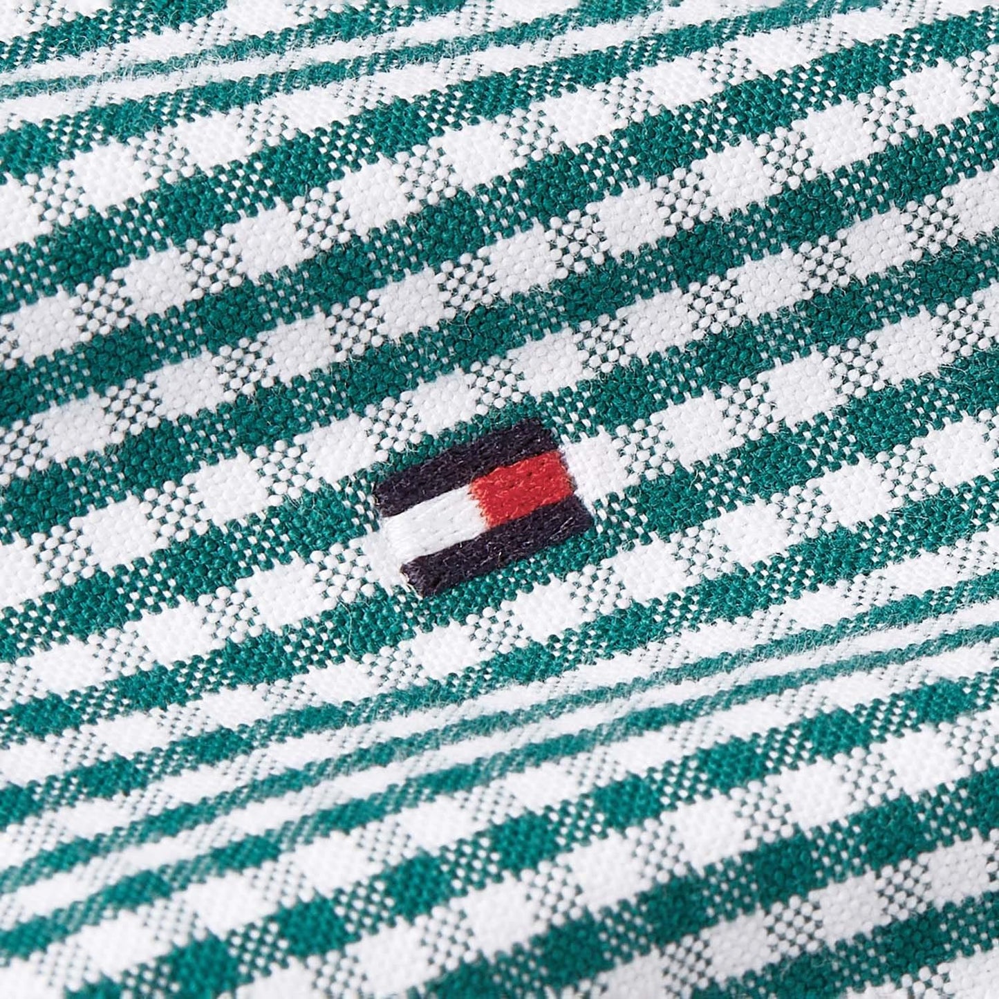 Green - Close up - Tommy Hilfiger Mens Gingham Check Oxford Regular Shirt