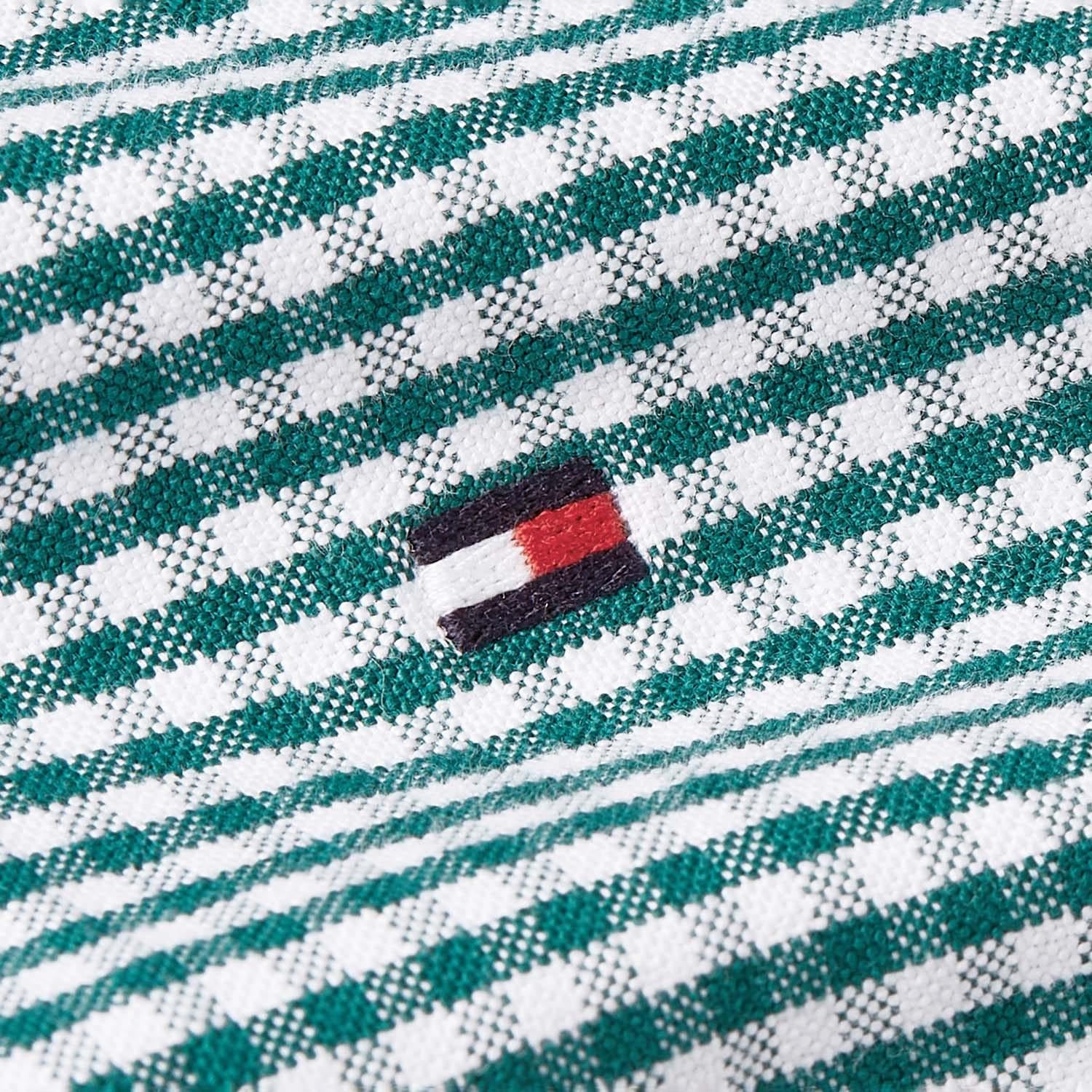 Green - Close up - Tommy Hilfiger Mens Gingham Check Oxford Regular Shirt