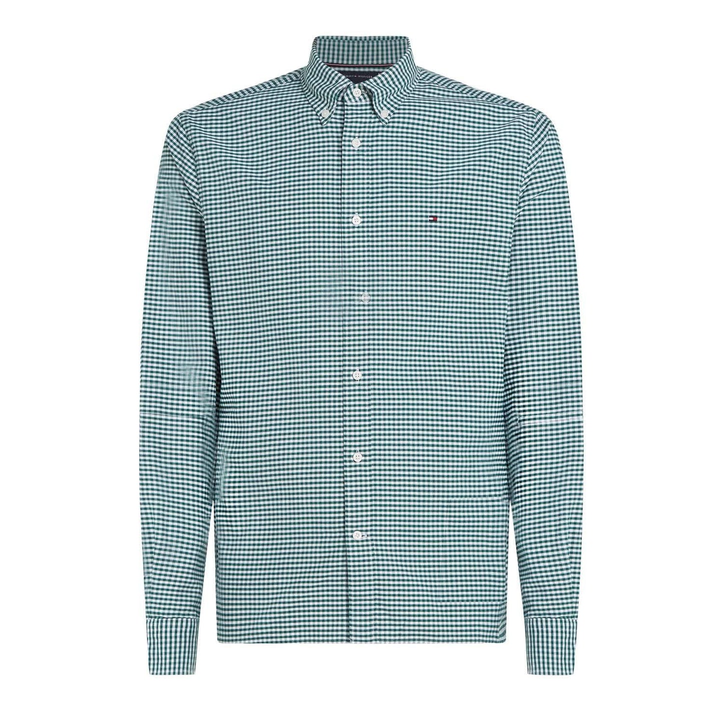 Green - Front - Tommy Hilfiger Mens Gingham Check Oxford Regular Shirt