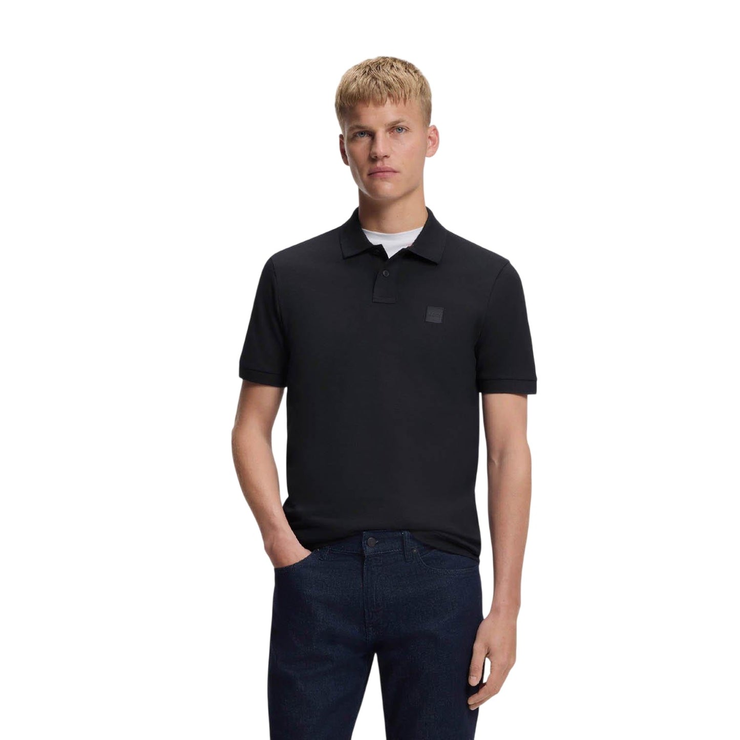 Dark Blue - Side - Boss Mens Passenger Box Logo Polo Shirt