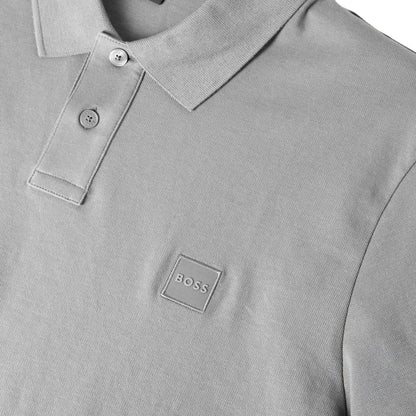 Grey - Side - Boss Mens Passenger Box Logo Polo Shirt