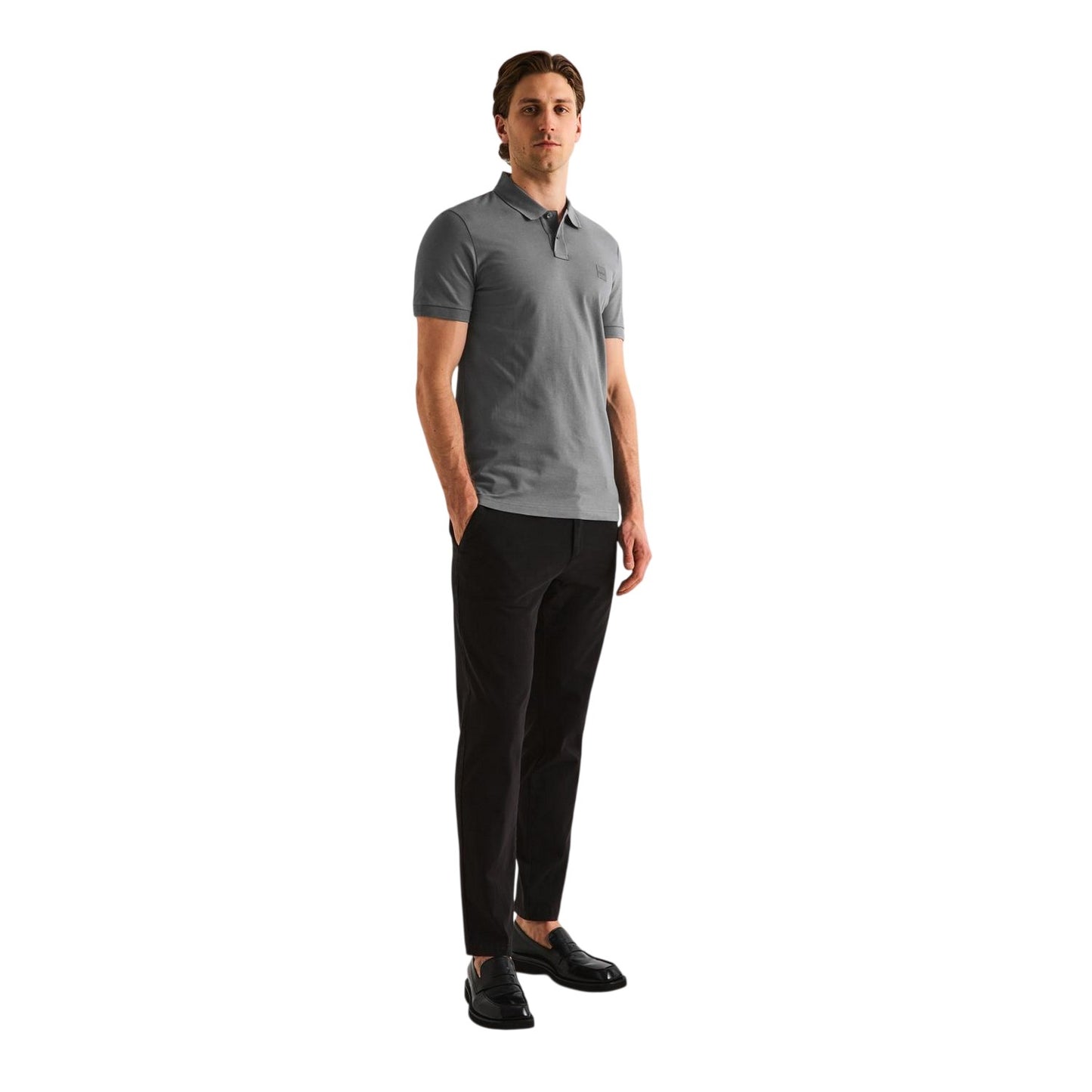 Grey - Lifestyle - Boss Mens Passenger Box Logo Polo Shirt
