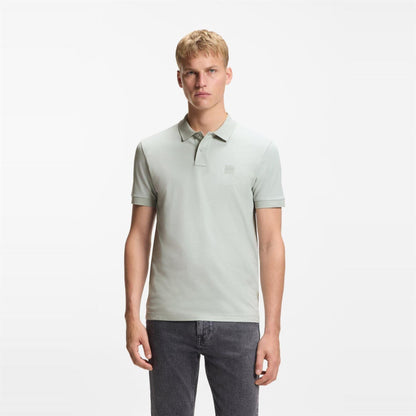 Silver - Back - Boss Mens Passenger Box Logo Polo Shirt