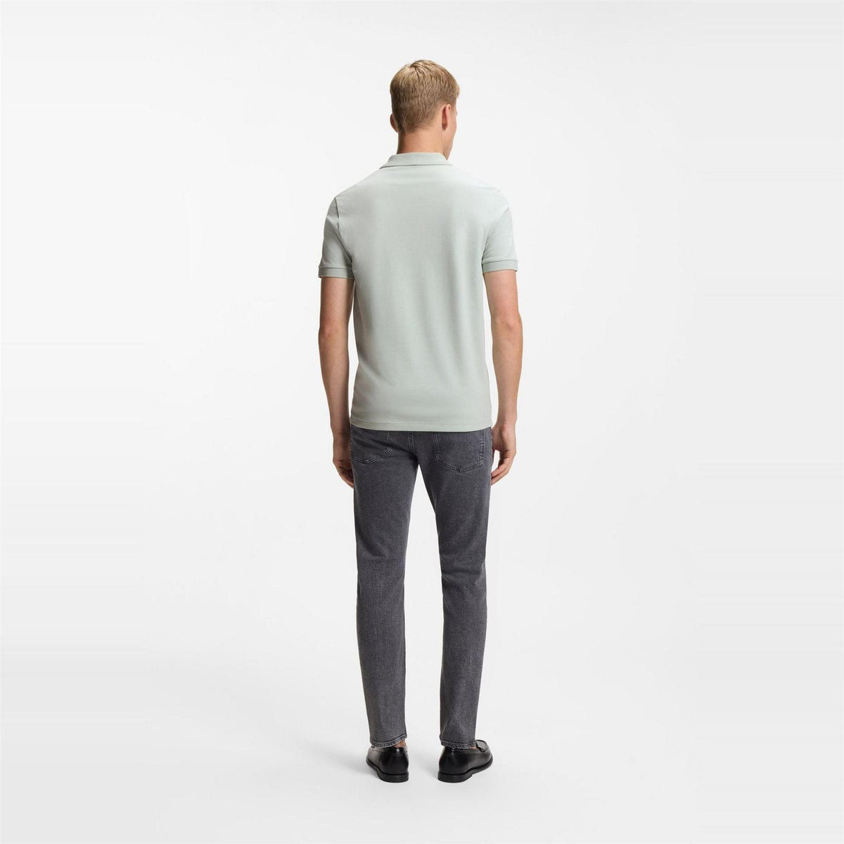 Silver - Side - Boss Mens Passenger Box Logo Polo Shirt