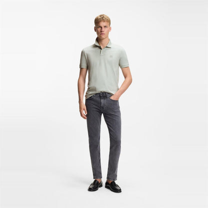 Silver - Pack Shot - Boss Mens Passenger Box Logo Polo Shirt
