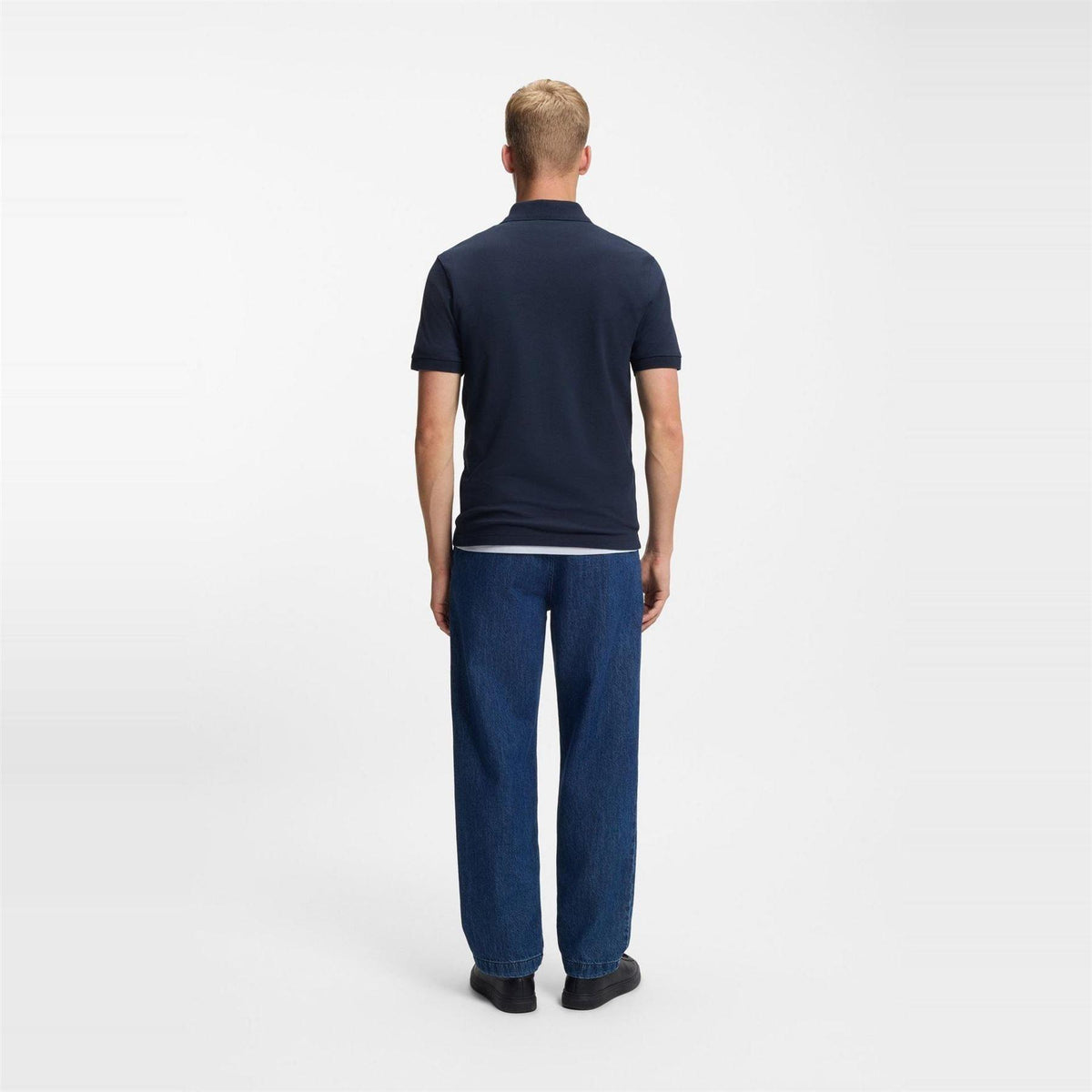 Navy Blue - Side - Boss Mens Passenger Box Logo Polo Shirt
