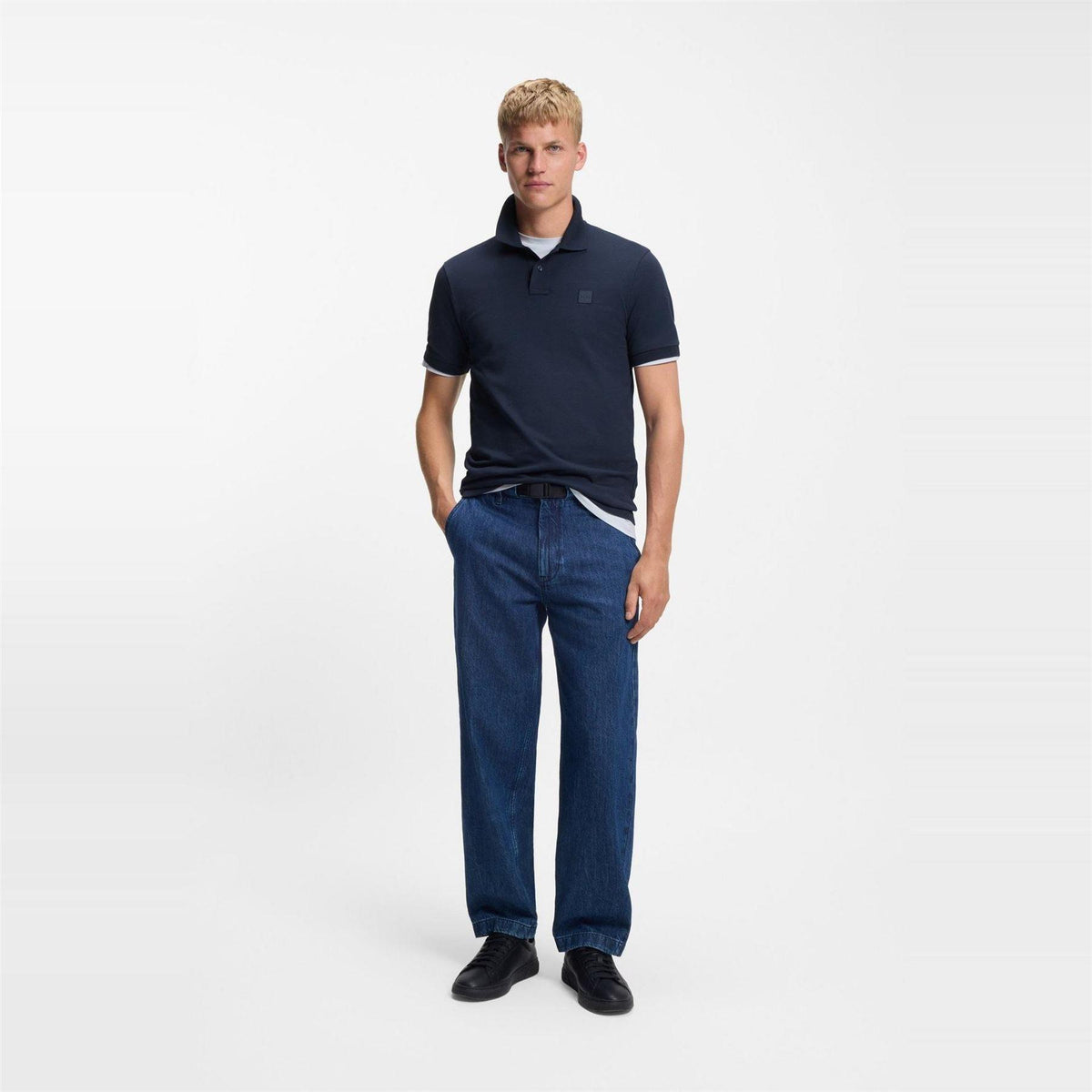 Navy Blue - Pack Shot - Boss Mens Passenger Box Logo Polo Shirt