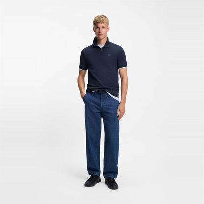 Navy Blue - Pack Shot - Boss Mens Passenger Box Logo Polo Shirt