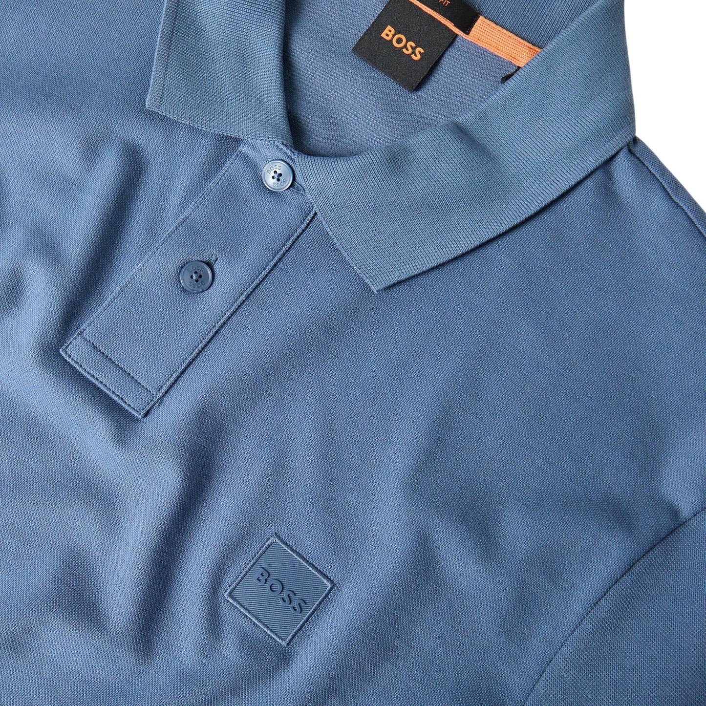 Blue - Side - Boss Mens Passenger Box Logo Polo Shirt